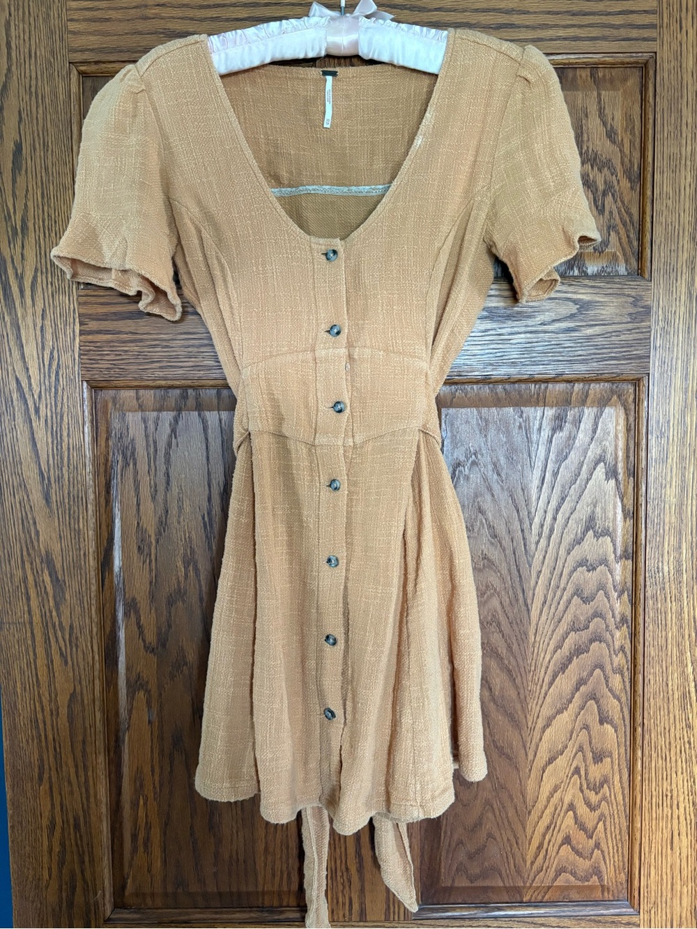 Free People Mini Dress in Camel/Tan with Buttons